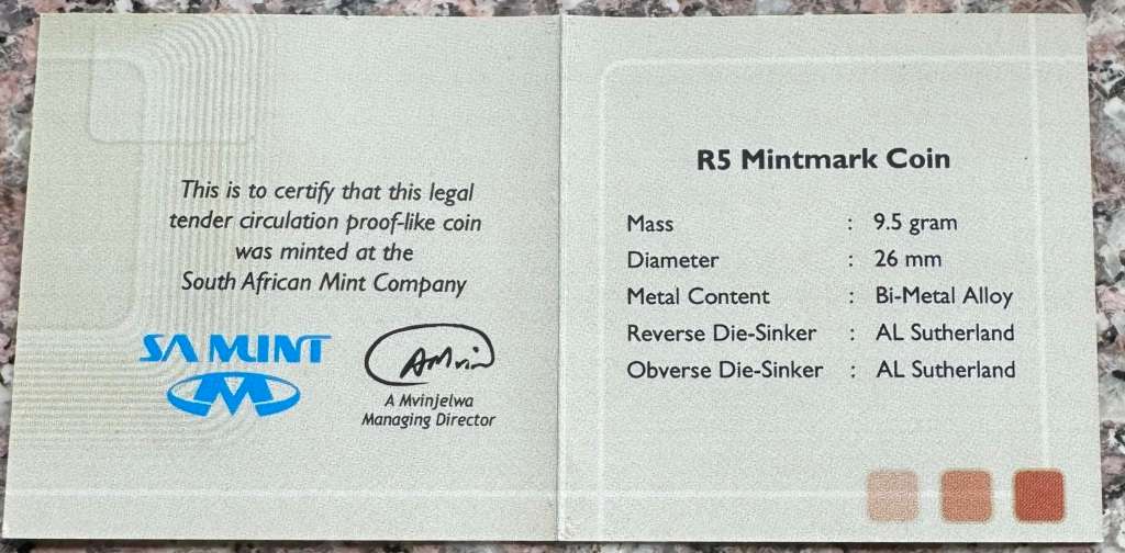 2010 RSA OOM PAUL R5 - IN SAMINT BOX AND CERTIFICATE