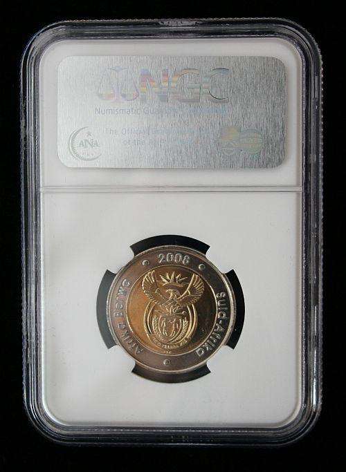 GRADED MANDELA COIN FROM THE MINT MS66 90TH BIRTHDAY R5