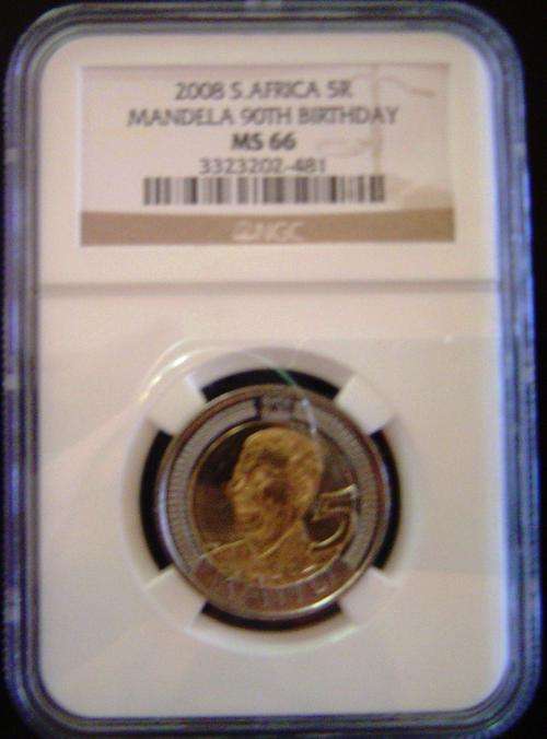 GRADED MANDELA R5 2008 BIRTHDAY COIN MS66 ngc graded!!!!!!!!!!!!!