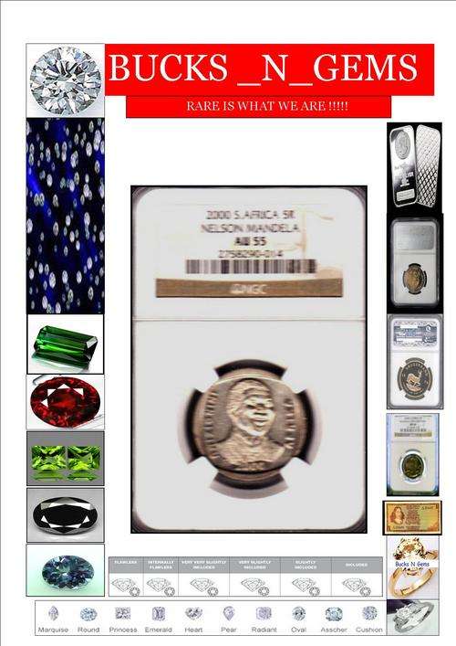 GRADED 2000 MANDELA SMILE R5 COIN AU55 !!!!!!!!!VERY nice