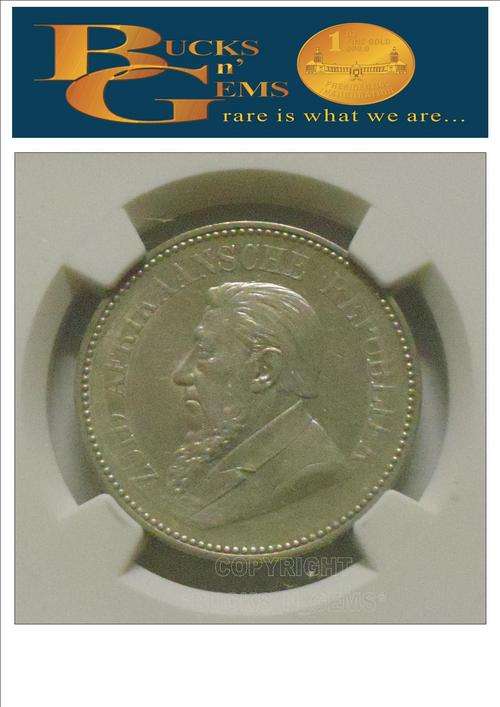 **AU50** 1897 ZAR  2 1/2 SHILLING **AU50**-NGC HIGH GRADED--VALUE MINIMUM -R5000