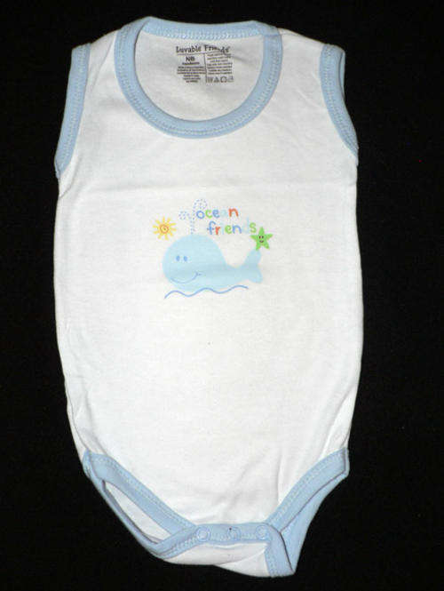 Baby Grow Sleeveless with whale design (newborn)