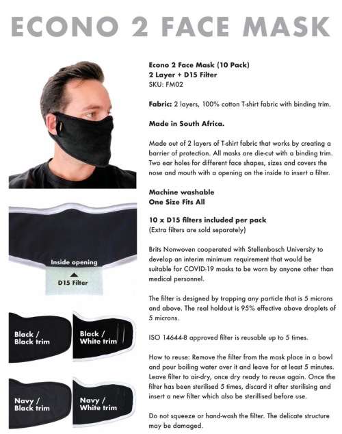 ISO Approved FILTER reusable face masks - All Sizes (kids just make extra slit on sides)