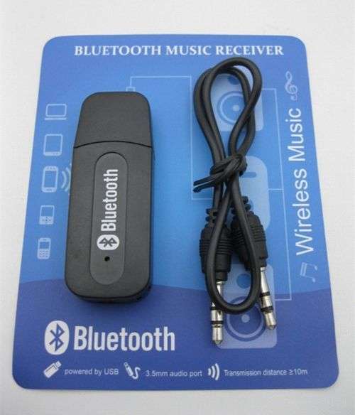 USB Bluetooth 3.5mm Stereo Audio Music Receiver Adapter for Wireless Speaker(Black)