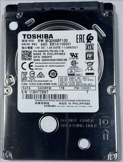 Toshiba 1TB SATA 2.5` Laptop Hard Drive