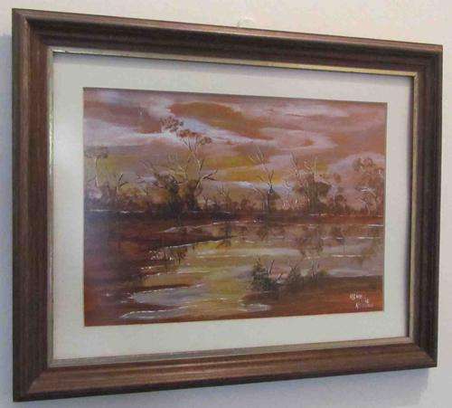 WATERCOLOUR PAINTING=Agnes van Rooyen="Vlei in the Veld"=unusual piece of artwork=amazing colours!!!