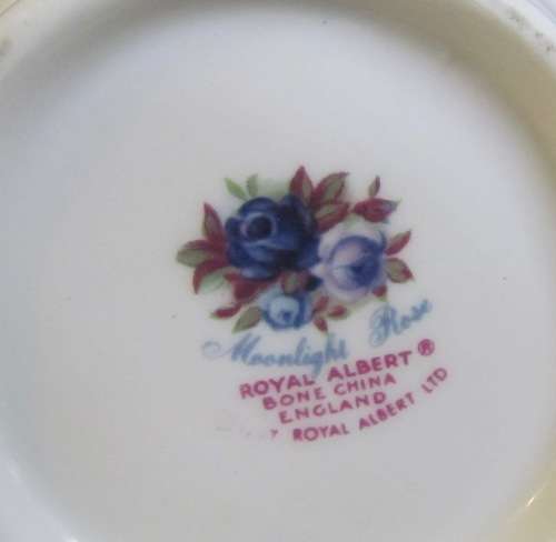 ROYAL ALBERT MOONLIGHT ROSE COFFEE SET=8 pieces=4 MUGS=POT=MILK=SUGAR=England=FINE BONE CHINA.