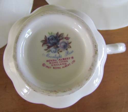 ROYAL ALBERT MOONLIGHT ROSE=18 pieces=TEA TRIO'S x 6=Fine Bone Chine=England.