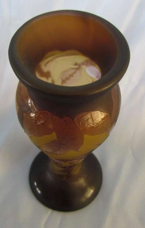 EMILE GALLE "STYLE" FRENCH Cameo ART GLASS VASE=Wisteria=GOOD CONDITION=COLLECTABLE!