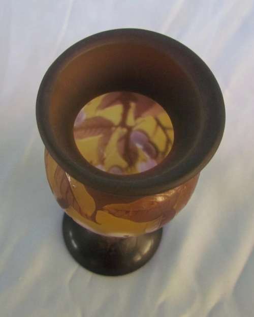 EMILE GALLE "STYLE" FRENCH Cameo ART GLASS VASE=Wisteria=GOOD CONDITION=COLLECTABLE!