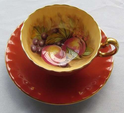 AYNSLEY TEA CUP and SAUCER Fruit Well known Artist DORIS JONES Beautiful and Scarce!!!