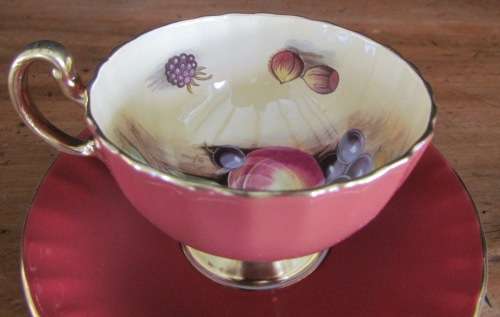 AYNSLEY TEA CUP and SAUCER Fruit Well known Artist DORIS JONES Beautiful and Scarce!!!