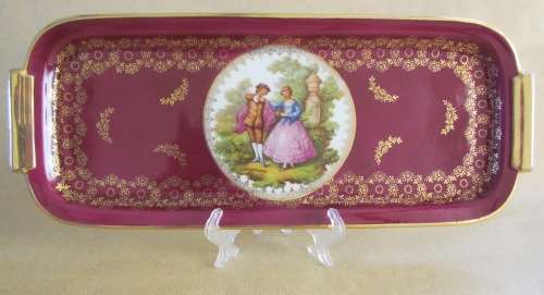 LIMOGES PORCELAIN SANDWICH PLATTER=FRANCE= FRAGONARD=TRAY=STUNNING!!!!