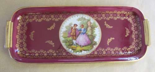 LIMOGES PORCELAIN SANDWICH PLATTER=FRANCE= FRAGONARD=TRAY=STUNNING!!!!