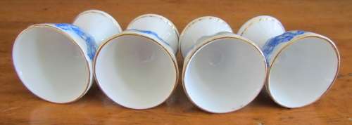 BLUE & WHITE=4 x BOILED EGG CUPS=TIEFENFURT=Germany=Stunning for Breakfast!!!!=CHINA BLAU=TUPPACK.