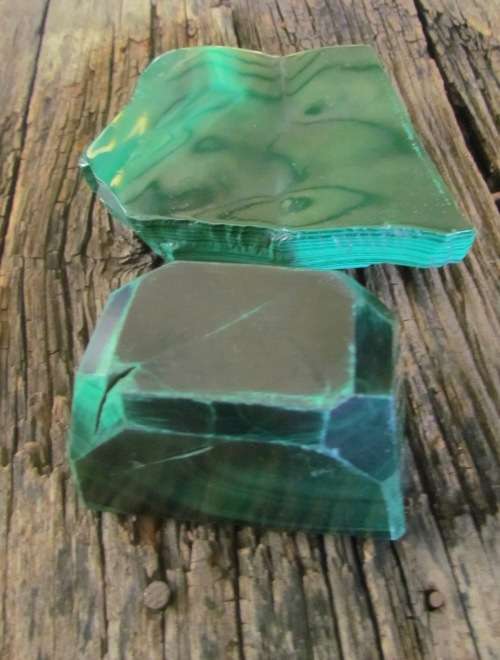 MALACHITE = 2 large pieces = Gemstone = Mineral = dimensions in listing.
