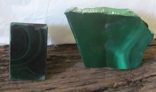 MALACHITE = 2 large pieces = Gemstone = Mineral = dimensions in listing.