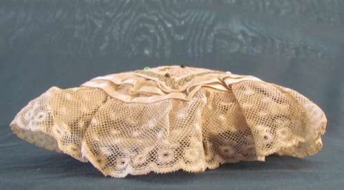 PINCUSHION=PIN CUSHION=ANTIQUE=EARLY 1800'S?=SILK=COTTON=SEWING=SEW=HABERDASHERY=PINS=EMBROIDERY