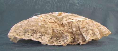 PINCUSHION=PIN CUSHION=ANTIQUE=EARLY 1800'S?=SILK=COTTON=SEWING=SEW=HABERDASHERY=PINS=EMBROIDERY