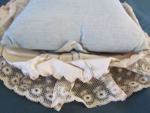 PINCUSHION=PIN CUSHION=ANTIQUE=EARLY 1800'S?=SILK=COTTON=SEWING=SEW=HABERDASHERY=PINS=EMBROIDERY