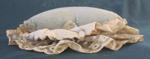PINCUSHION=PIN CUSHION=ANTIQUE=EARLY 1800'S?=SILK=COTTON=SEWING=SEW=HABERDASHERY=PINS=EMBROIDERY