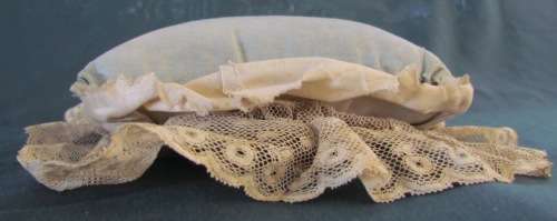 PINCUSHION=PIN CUSHION=ANTIQUE=EARLY 1800'S?=SILK=COTTON=SEWING=SEW=HABERDASHERY=PINS=EMBROIDERY