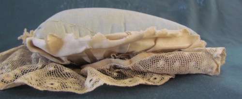 PINCUSHION=PIN CUSHION=ANTIQUE=EARLY 1800'S?=SILK=COTTON=SEWING=SEW=HABERDASHERY=PINS=EMBROIDERY