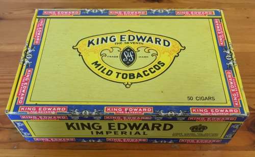 KING EDWARD CIGAR BOX=WOODEN=KE THE SEVENTH=7th=MILD TOBACCOS=EMPTY!!J.H. SWISHER & SON.