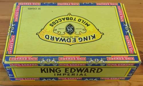 KING EDWARD CIGAR BOX=WOODEN=KE THE SEVENTH=7th=MILD TOBACCOS=EMPTY!!J.H. SWISHER & SON.