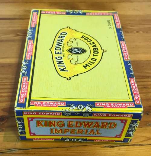 KING EDWARD CIGAR BOX=WOODEN=KE THE SEVENTH=7th=MILD TOBACCOS=EMPTY!!J.H. SWISHER & SON.