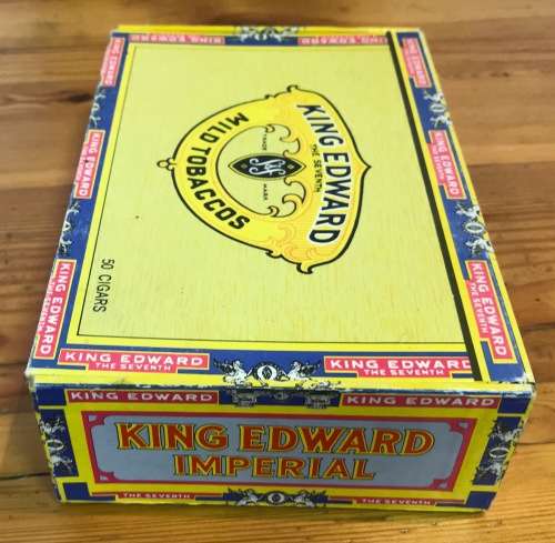 KING EDWARD CIGAR BOX=WOODEN=KE THE SEVENTH=7th=MILD TOBACCOS=EMPTY!!J.H. SWISHER & SON.