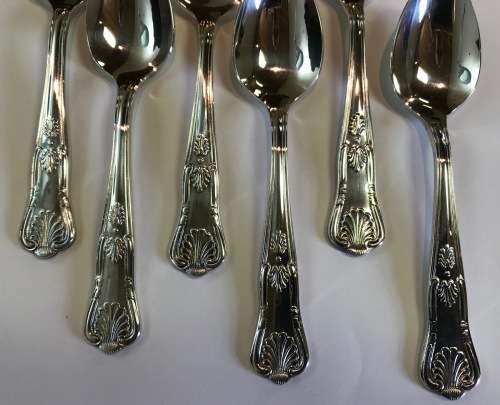 TEASPOONS=SET of 6=KINGS PATTERN=KINGS SILVER-PLATED=Really Nice!!!=Good Conditon.
