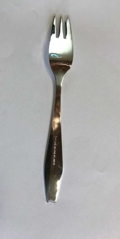 ROYAL ALBERT CAKE FORK=FLOWERS OF THE MONTH=MARCH=SILVER PLATED=Maker - HCU.
