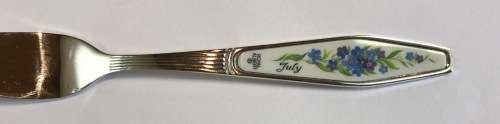 ROYAL ALBERT CAKE FORK=FLOWERS OF THE MONTH=JULY=SILVER PLATED=Maker - HCU.
