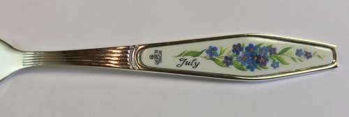 ROYAL ALBERT CAKE FORK=FLOWERS OF THE MONTH=JULY=SILVER PLATED=Maker - HCU.
