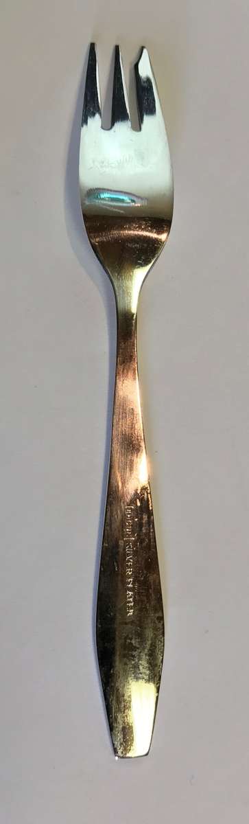 ROYAL ALBERT CAKE FORK=FLOWERS OF THE MONTH=SEPTEMBER=SILVER PLATED=Maker - HCU.