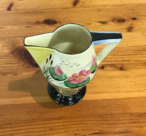 JUG ART DECO PILOT GIBSONS ENGLAND 9681R.N.787685 HAND PAINTED CONICAL PITCHER WATER LILIES PLANTS