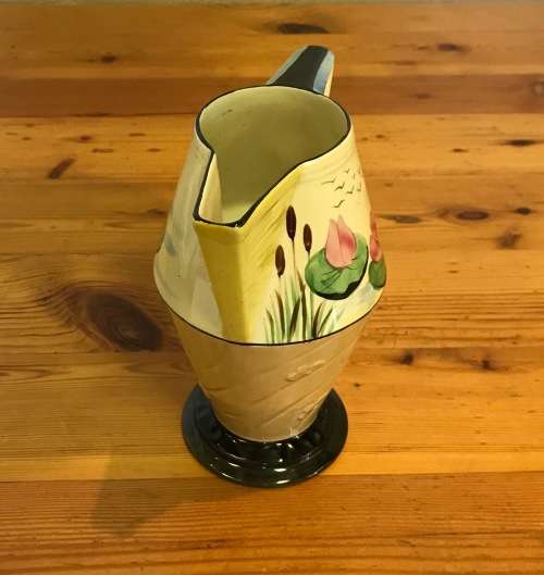 JUG ART DECO PILOT GIBSONS ENGLAND 9681R.N.787685 HAND PAINTED CONICAL PITCHER WATER LILIES PLANTS