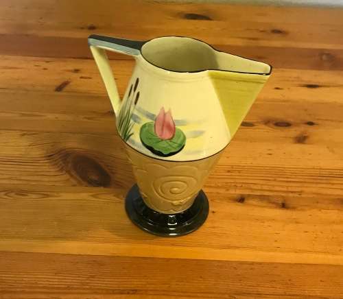 JUG ART DECO PILOT GIBSONS ENGLAND 9681R.N.787685 HAND PAINTED CONICAL PITCHER WATER LILIES PLANTS