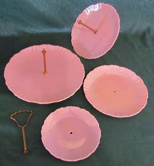 OLD FOLEY 4-TIERED PINK CAKE STAND=JAMES KENT=LONGTON=STAFFORDSHIRE=Made in England=5413