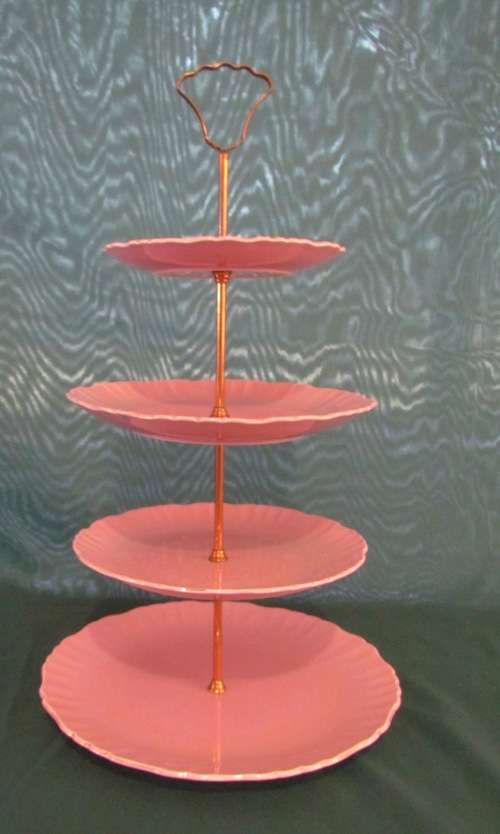 OLD FOLEY 4-TIERED PINK CAKE STAND=JAMES KENT=LONGTON=STAFFORDSHIRE=Made in England=5413