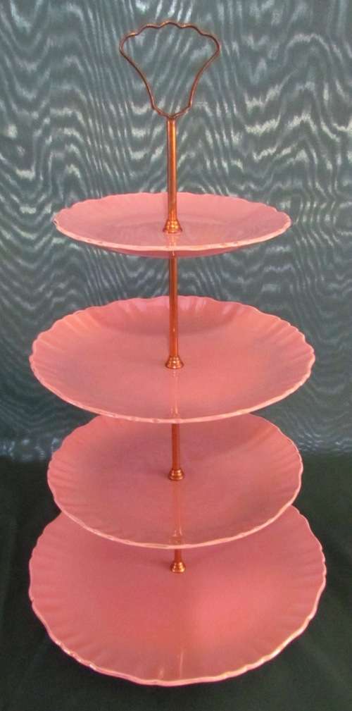 OLD FOLEY 4-TIERED PINK CAKE STAND=JAMES KENT=LONGTON=STAFFORDSHIRE=Made in England=5413
