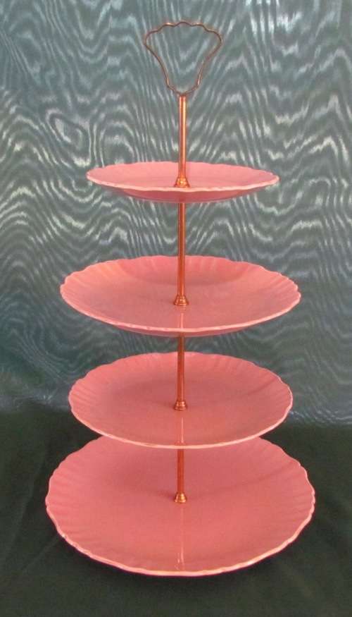 OLD FOLEY 4-TIERED PINK CAKE STAND=JAMES KENT=LONGTON=STAFFORDSHIRE=Made in England=5413