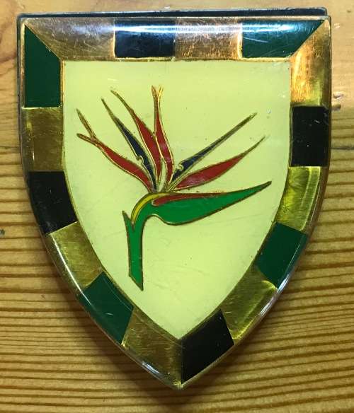 6 SAI ARM / SHOULDER FLASH=1980's=ENAMEL=SADF=ARMY=DEFENCE FORCE=INFANTRY=GRAHAMSTOWN=EASTERN CAPE=B