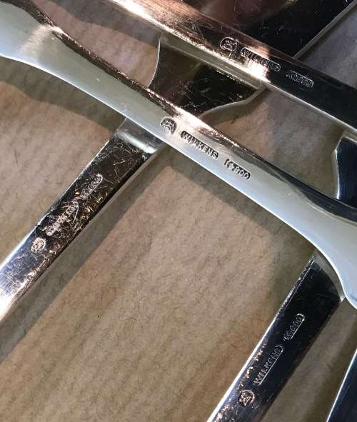 CUTLERY CANTEEN=STERLING SILVER GERMAN=WILKENS=SPADE PATTERN=72 piece=1974=SPILHAUS BOX=8 PLACE.