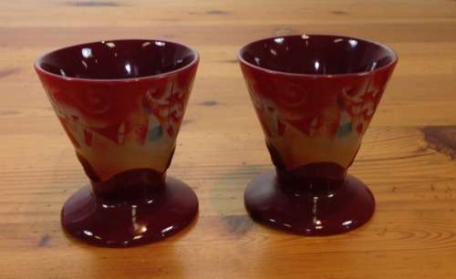 2 x CLOWN FOOTED EXPRESSO CUPS=Linda Frichtel=1999=Demitasse=COFFEE=STUNNING!!!!