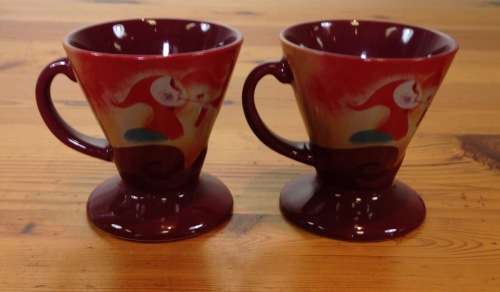 2 x CLOWN FOOTED EXPRESSO CUPS=Linda Frichtel=1999=Demitasse=COFFEE=STUNNING!!!!