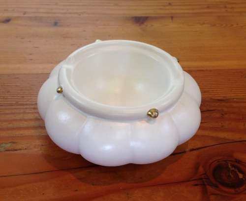 ASHTRAY=WHITE with GILT=S. COZETTE=MADE in FRANCE="Pour les Heritims"=Cigarettes=Smokers=UNUSUAL!!!!