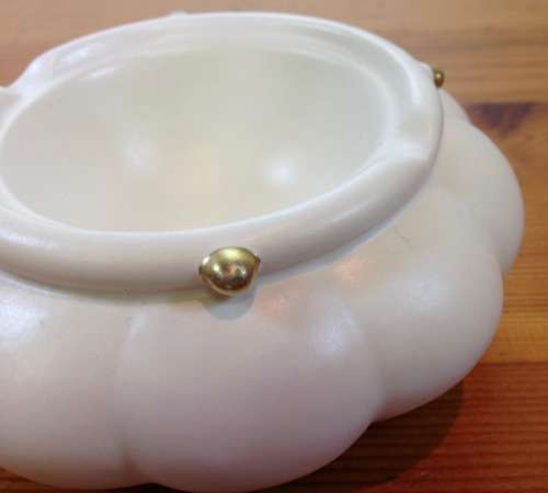 ASHTRAY=WHITE with GILT=S. COZETTE=MADE in FRANCE="Pour les Heritims"=Cigarettes=Smokers=UNUSUAL!!!!
