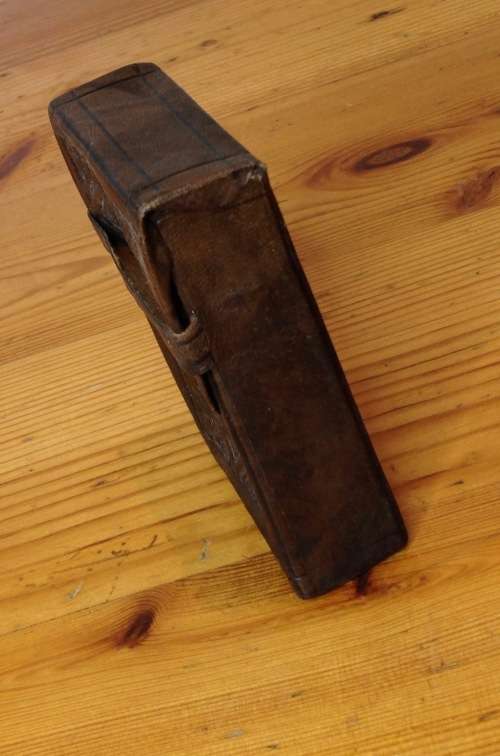 CIGARETTE BOX HOLDER=LEATHER=EMBOSSED=SOLD AS SEEN IN THE IMAGES.